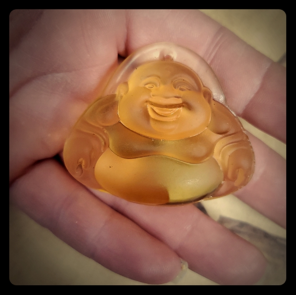 New Carved Yellow Crystal Buddha Pendant.
